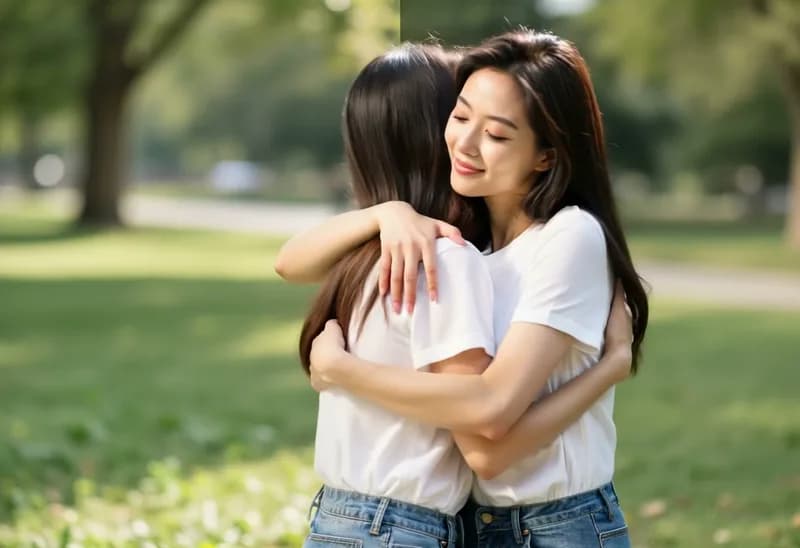 Download the completed AI hug video ready for sharing