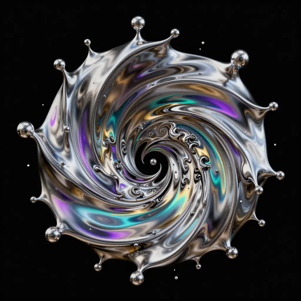 AI-generated abstract artwork with flowing forms, vibrant colors, and surreal composition