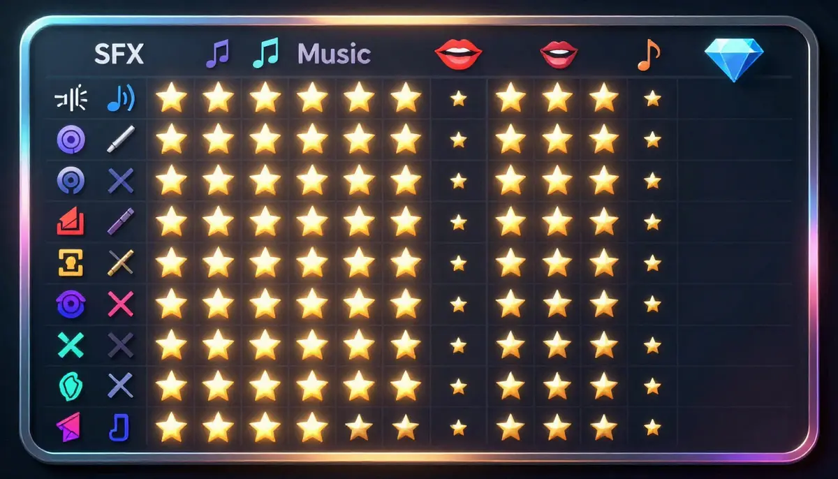 Feature comparison matrix of AI music video tools showing Seedance 2.0, Veo 3, Pika 2.0, Kaiber, and Suno plus Seedance combo across SFX, soundtrack, lip sync, video quality, and pricing dimensions