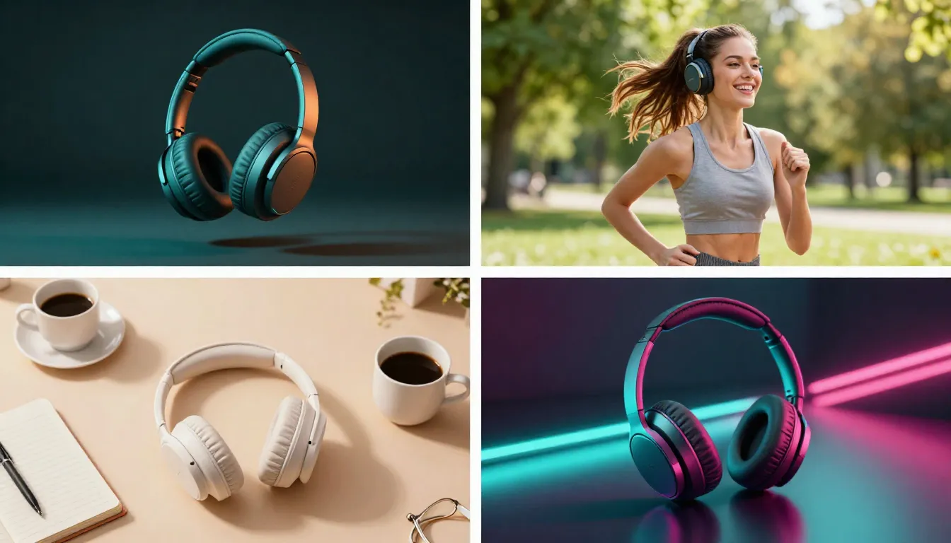 Four different AI-generated ad creative variations of the same product showing different camera angles, lighting moods, and motion styles for A/B testing