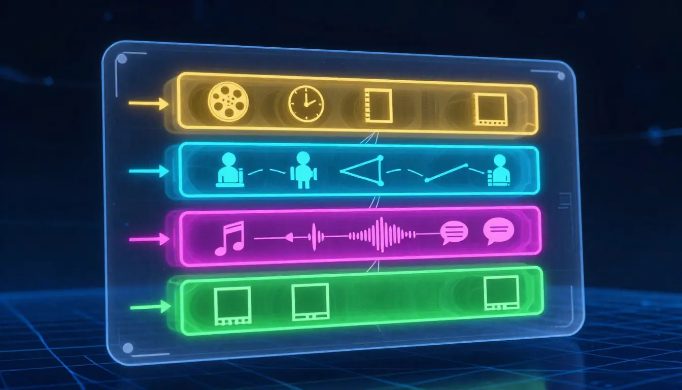 Annotated diagram breaking down the four sections of a professional AI video prompt: Style, Timeline, Sound, and Reference