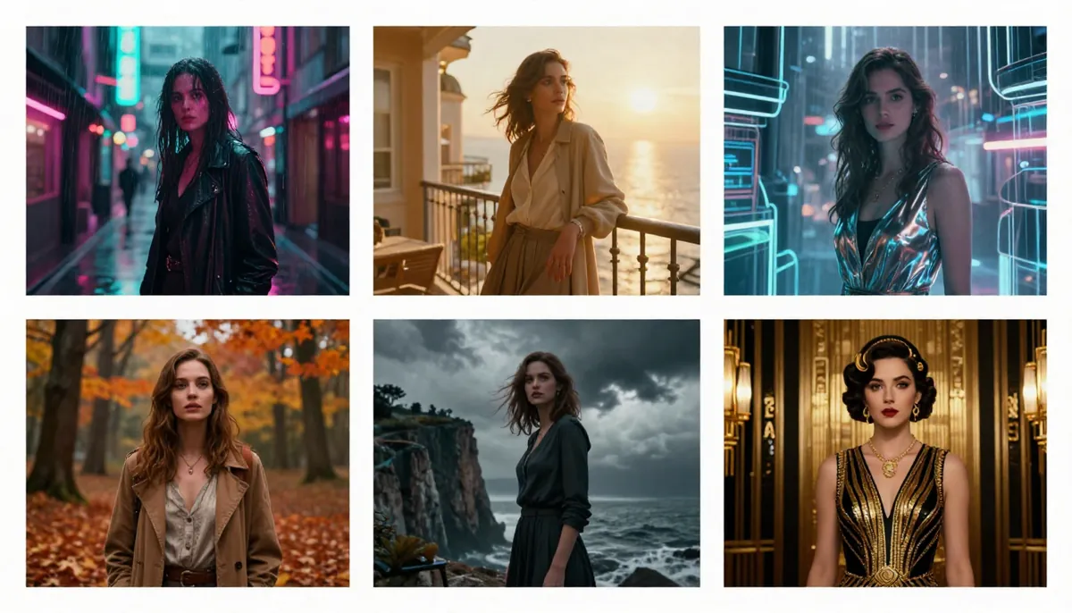 AI video generator comparison grid showing the same cinematic prompt rendered by Seedance, Sora, Kling, Runway, Pika, and Veo