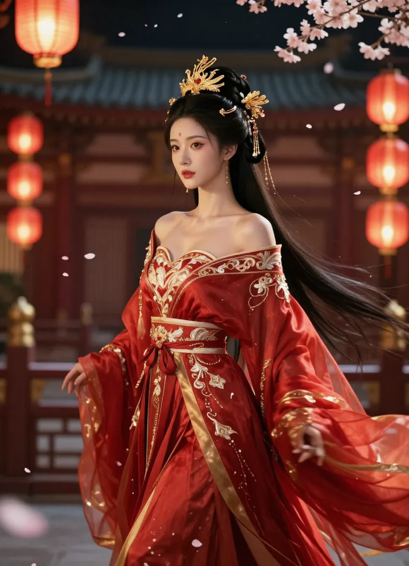 After: the same woman transformed into a cinematic ancient Chinese palace drama scene by Seedance AI