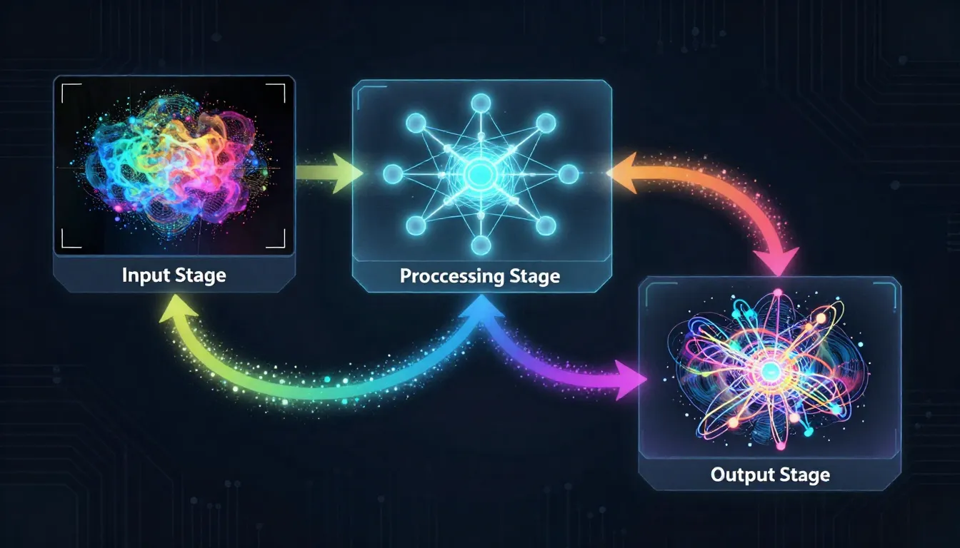 Diagram showing the image-to-image AI pipeline: input image encoding, partial noise addition, text-guided denoising, and output generation with strength parameter control