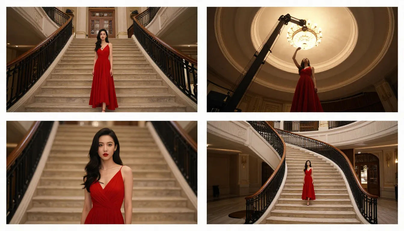 Visual comparison of different camera movement types in image-to-video AI: dolly, pan, orbit, tilt, zoom, and crane