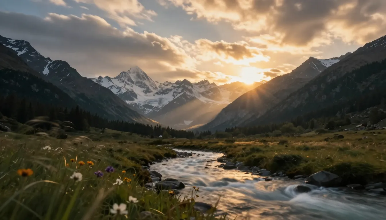 Landscape photograph transformed into a timelapse-style video with moving clouds, flowing water, and shifting light