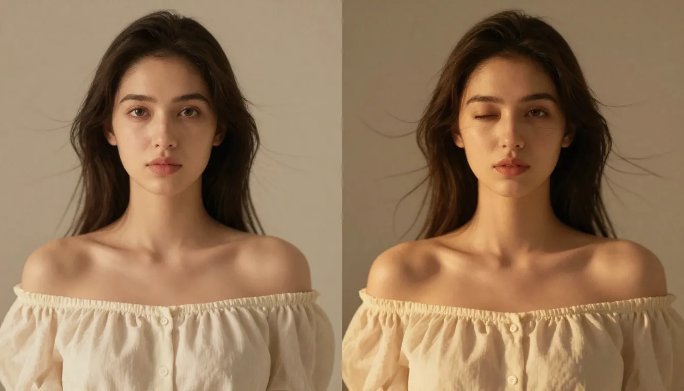 Portrait photo animated with image-to-video AI showing natural head movement, blinking, and hair motion