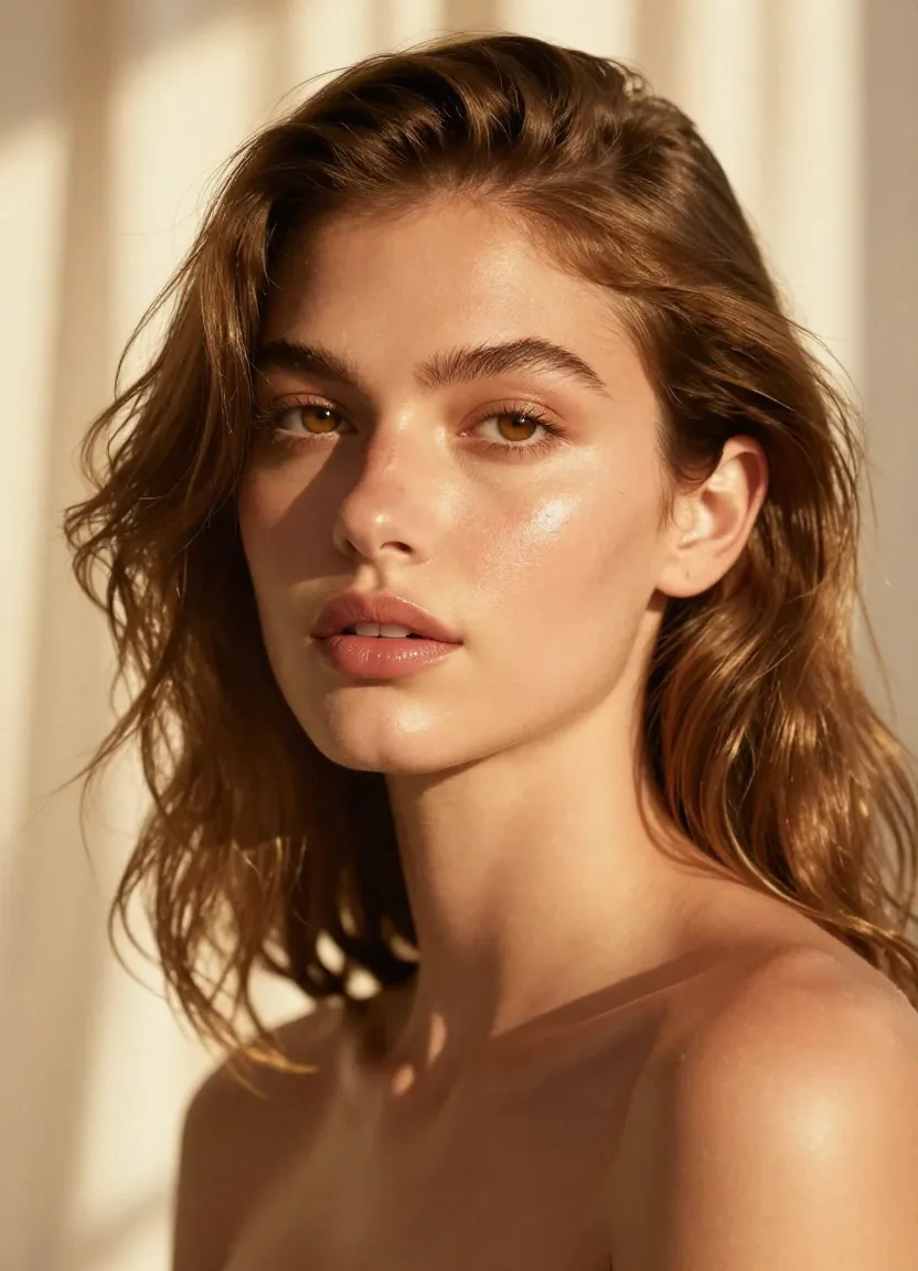 Seedance AI beauty portrait with dewy skin and detailed water droplets in macro photography style